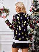 Maglione Casual Girocollo in Maglia – Babbo Natale che si Gode una Birra