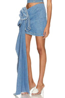 Jupe Mini en Denim avec Roses 3D