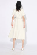 Grace Floral Appliqué Short Sleeve Midi Dress