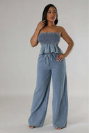 Set due pezzi in denim alla moda