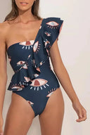 Badeanzug mit Bösem Blick Rüschen Cutout Einteiler