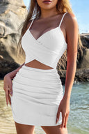 Bodycon mini-jurk met kruisbandjes en uitsnijdingen
