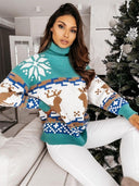 Maglione lavorato a maglia con renna ricamata e motivo a fiocco di neve