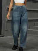 Pantaloni Harem in Denim Lavaggio Rilassato Taglio Corto