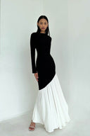 Moderne Colorblock Taljesmigrende Bodycon Midi Kjole