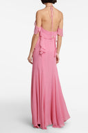 Rosa Nebel Rosen Maxikleid