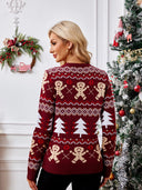 Lässiger Rundhalsausschnitt Bestickter Pullover – Lebkuchenmann