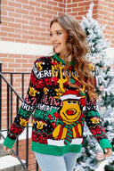 Maglione Natalizio con Renna a Maglia Cartoon