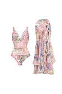 Set costum de baie imprimat cu patchwork din plasă