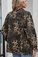 Vasket denimjakke med leopardprint