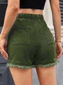 High-Waist-Jeansshorts mit Kordelzug