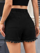 High-Waist-Jeansshorts mit Kordelzug