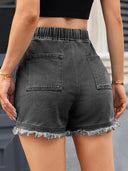 High-Waist-Jeansshorts mit Kordelzug