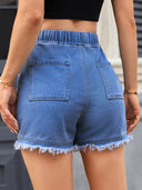 High-Waist-Jeansshorts mit Kordelzug