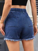 High-Waist-Jeansshorts mit Kordelzug