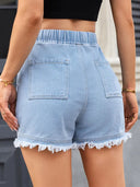 High-Waist-Jeansshorts mit Kordelzug
