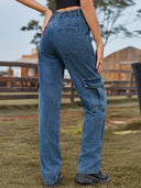 Pantaloni Utility in Denim con Vita Elastica