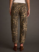 Jeans a gamba dritta leopardati in stile western retrò