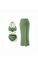 Set bikini verde salvia boho da donna