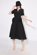 Grace Floral Appliqué Short Sleeve Midi Dress