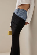 Jupe en denim noire froncée