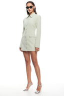 Französischer Stil Blazer Mini Kleid mit langen Ärmeln