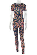 Back Cutout Leopard Print Jumpsuit