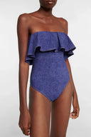 Ensemble Maillot de Bain Une Pièce Bandeau en Denim