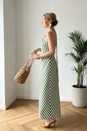 Summer Chevron Stripe Midi Dress