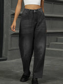 Pantaloni Harem in Denim Lavaggio Rilassato Taglio Corto