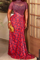 Vestido maxi africano con mangas transparentes
