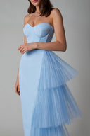 Nischen Französisches Bodycon Trägerloses Abend Maxi Kleid