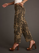 Jeans a gamba dritta leopardati in stile western retrò