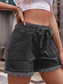 Shorts di jeans a vita alta con coulisse