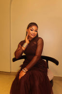 Sheer Mesh Long Sleeve Layered Ruffle Maxi Dress