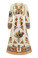 Puff Sleeve Vintage Midi Dress
