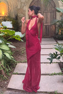 Robe à pois avec col halter bicolore