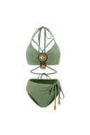 Set bikini verde salvia boho da donna