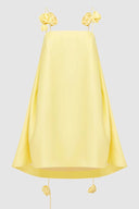 Yellow 3D Floral Loose Fit Short Dress