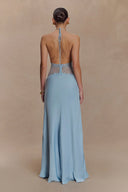 Halter Patchwork Rückenfreies Sexy Maxikleid