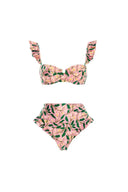 Mini bikiny se zdobením volánky a květinovým vzorem