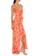 Sunlight Lotus｜Rochie maxi din șifon cu volane