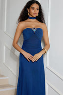 Elegant Safety Pin Embellished Slim Fit Evening Midi Dress