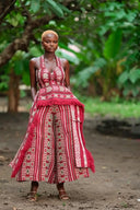 Vestido Maxi de Festa Elegante com Decote em V e Estampa Floral Pintada Fantasia