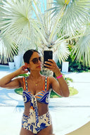 Boho-mönstrad bikini med knytbandset