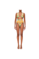 Set bikini cu imprimeu tribal și ciucuri boho