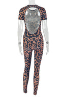 Back Cutout Leopard Print Jumpsuit