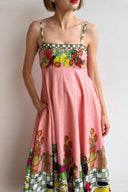 Sexy Leinen Kleid mit Print