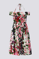 Vestido midi floral Alianora con hombros descubiertos