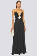 Vestido largo Ava con escote en V tipo spaghetti